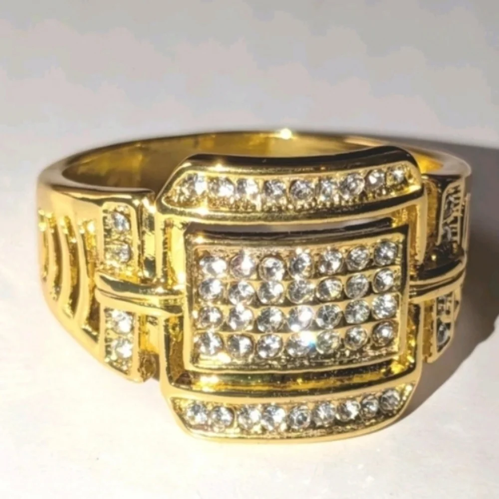 3ct round Cut Moissanite 14k Yellow Gold Plated Mens Royal Style Ring Sz 11